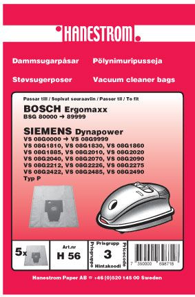 Dammsugarp�sar Bosch Ergomaxx Siemens Dynapower