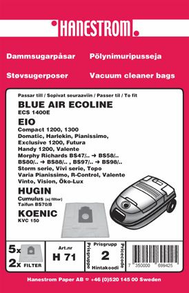 Dammsugarp�sar Blue Air Ecoline Hugin Koenic