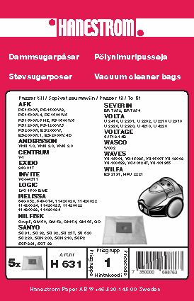 Dammsugarp�sar H631 Fasett Voltage Melissa Severin Waves